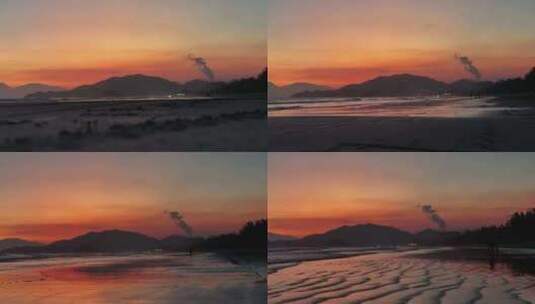 惠州双月湾傍晚夕阳航拍高清在线视频素材下载