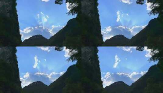 湖北利川凉城美景流动的白云与阳光高清在线视频素材下载