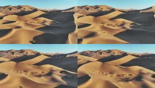 航拍新疆干旱荒漠地区沙漠沙丘自然风景高清在线视频素材下载