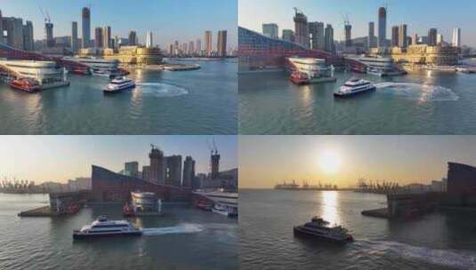 4K航拍深圳蛇口邮轮码头3高清在线视频素材下载