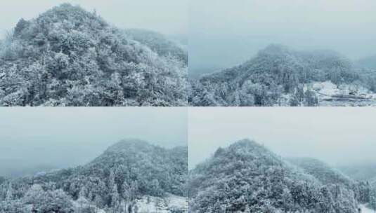 雪山雾凇雪凇航拍4K高清在线视频素材下载