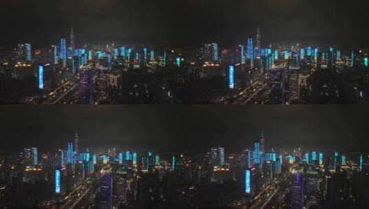 航拍深圳城市灯光秀夜景高清在线视频素材下载