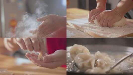 春节过节在家和面包饺子煮饺子高清在线视频素材下载