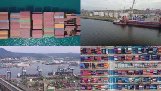 海运物流港口集装箱高清在线视频素材下载