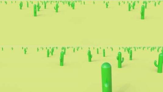 沙漠简介上的绿色塑料仙人掌能够无限循环高清在线视频素材下载