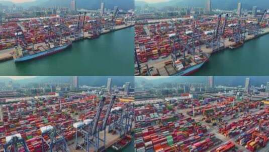 航拍深圳港口盐田港港口码头高清在线视频素材下载