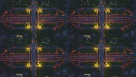 航拍城市风光道路交通夜景高清在线视频素材下载