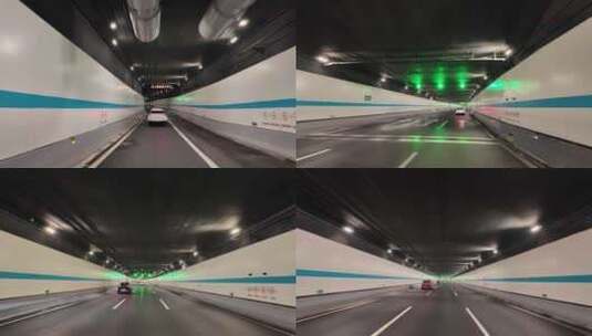 汽车在隧道穿梭飙车开车第一视角马路公路道高清在线视频素材下载