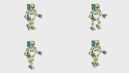 简单玩具机器人——行走循环高清在线视频素材下载