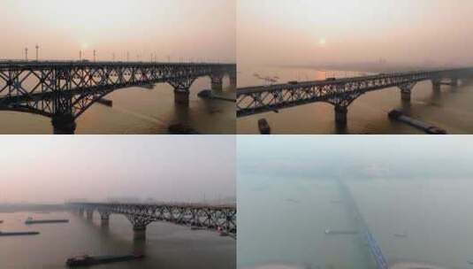 南京_南京长江大桥航拍005高清在线视频素材下载