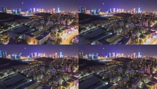 8K济南城市夜景眺望中央商务区延时高清在线视频素材下载