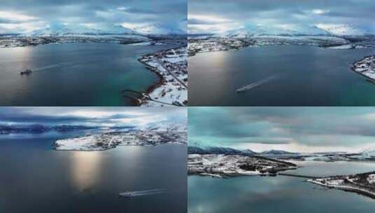 4K航拍挪威特罗姆瑟无限风光景色高清在线视频素材下载