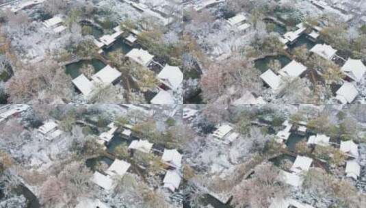 4K济南趵突泉冬天雪景航拍视频高清在线视频素材下载