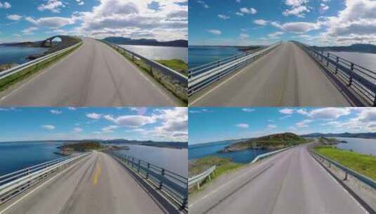 在挪威的道路上驾驶汽车大西洋路或大西洋路高清在线视频素材下载