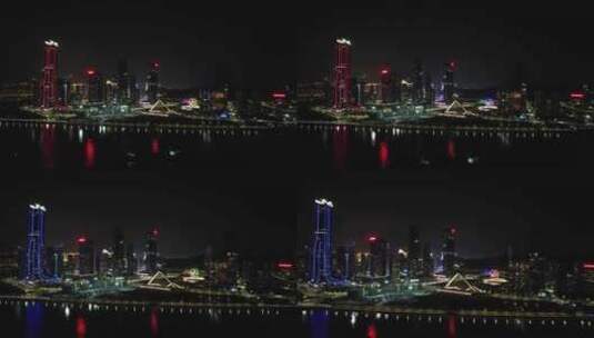 广东珠海城市夜景灯光风光航拍高清在线视频素材下载
