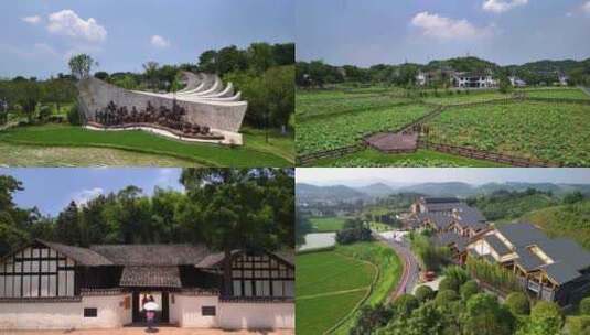 中国文学之乡清溪村航拍高清在线视频素材下载