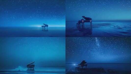 海边钢琴浪漫高清在线视频素材下载