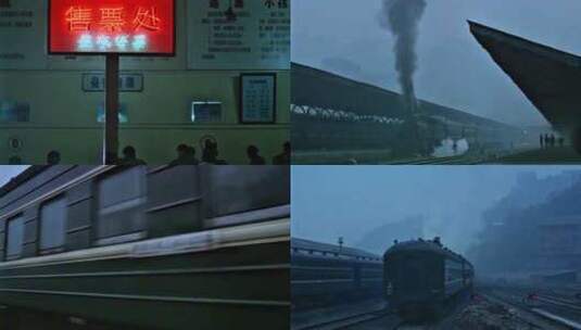 蒸汽机火车 老火车 绿皮火车 火车站高清在线视频素材下载