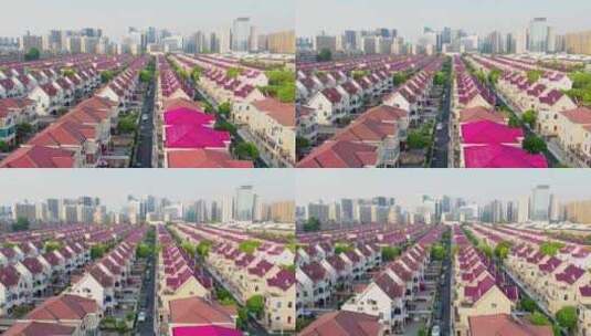 城市城中村房屋建筑风光杭州东冠社区航拍高清在线视频素材下载
