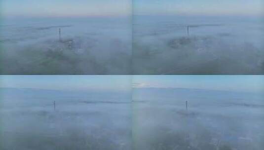 中国河南平原平流雾HDR航拍高清在线视频素材下载