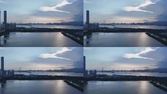 福建厦门海边夕阳晚霞航拍高清在线视频素材下载