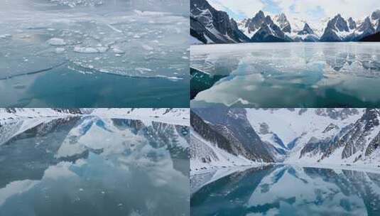 冰湖如镜 倒映雪峰 纯净宁静奇景高清在线视频素材下载