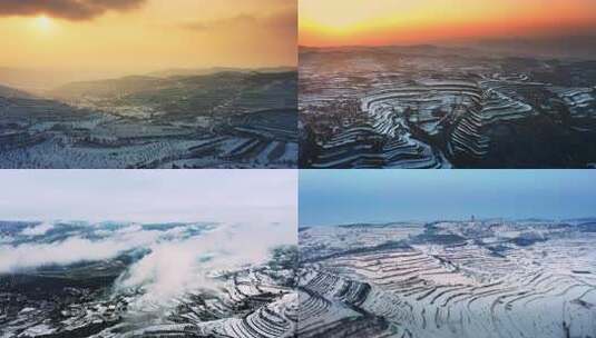 西北梯田雪景高清在线视频素材下载