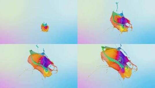 流媒体多色油漆飞溅V4的碰撞高清在线视频素材下载