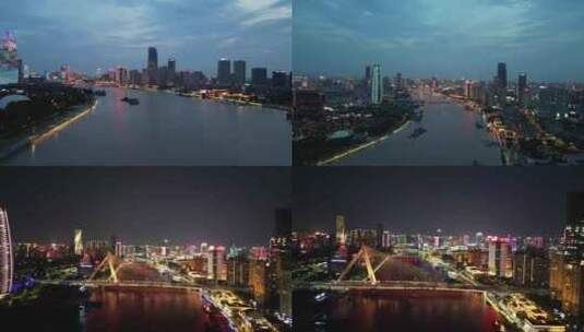 航拍宁波甬江外滩大桥宁波财富中心高清在线视频素材下载