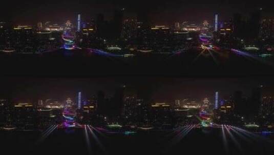 顺德新城中轴线夜景航拍高清在线视频素材下载