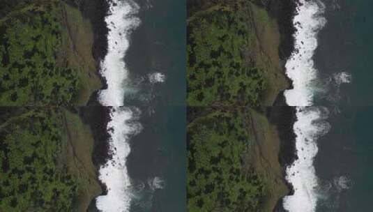 海浪撞击火山岛悬崖的俯视图，亚速尔群岛郁高清在线视频素材下载