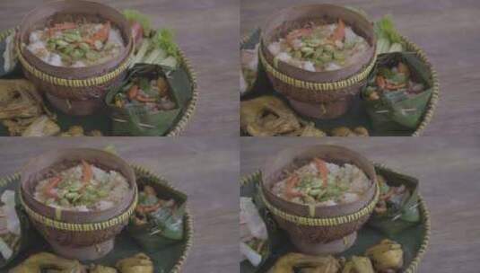 印度尼西亚美食Nasi Liui高清在线视频素材下载