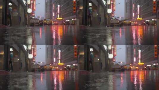 夜幕下降雨的公路景观高清在线视频素材下载