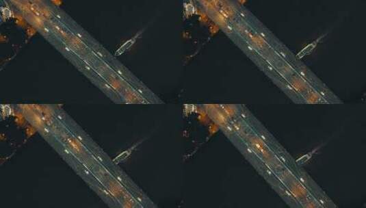 广州海珠桥傍晚夜景航拍高清在线视频素材下载