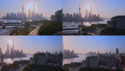 上海日出航拍镜头高清在线视频素材下载