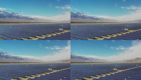 光伏太阳能发电雪山背景高清在线视频素材下载