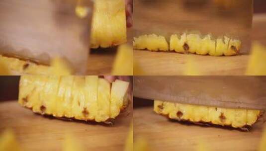 菠萝去皮切果肉 (5)高清在线视频素材下载