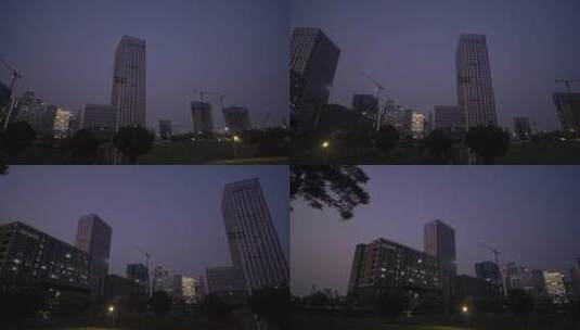 夜晚灯光深圳前海高楼建筑高清在线视频素材下载