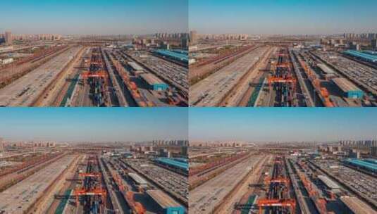 郑州铁路口岸中铁联集航拍延时摄影高清在线视频素材下载