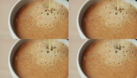 咖啡机里的热咖啡特写高清在线视频素材下载