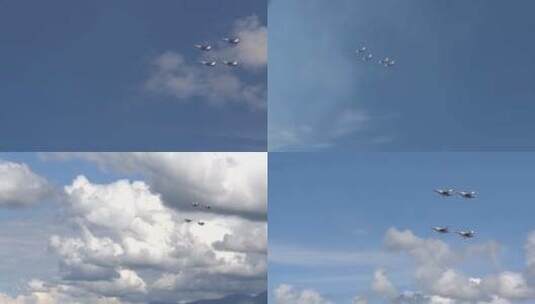 在空中展示的战斗机高清在线视频素材下载