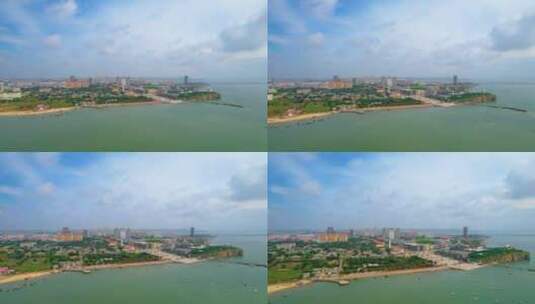 辽宁锦州笔架山景区海边航拍高清在线视频素材下载