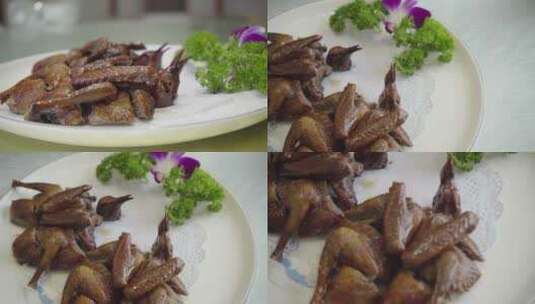 中国名菜传统美食烤乳鸽高清在线视频素材下载