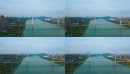 南宁五象大桥邕江风景航拍高清在线视频素材下载