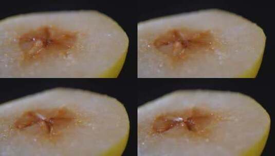 切开的梨肉氧化生锈高清在线视频素材下载