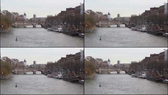 法国巴黎白天的塞纳河边高清在线视频素材下载