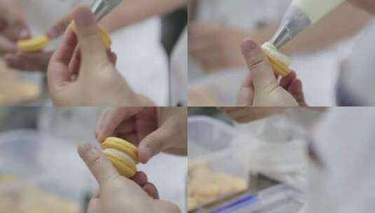 【镜头合集】厨师制作甜品马卡龙高清在线视频素材下载