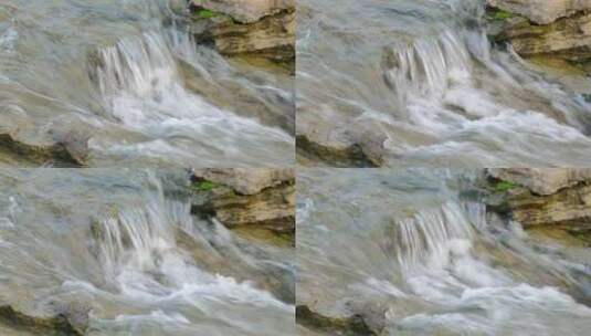 假山瀑布小溪流水高清在线视频素材下载