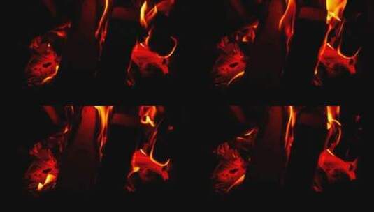 红色火焰中的篝火高清在线视频素材下载