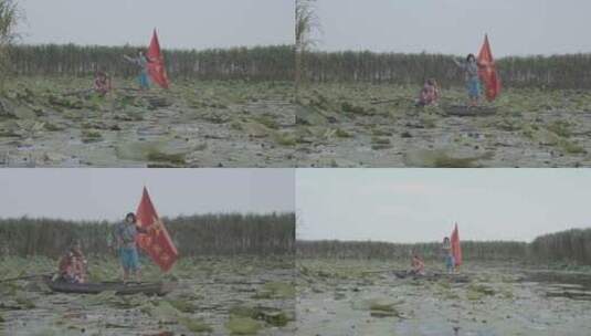 景区的革命历史情节还原情景表演高清在线视频素材下载